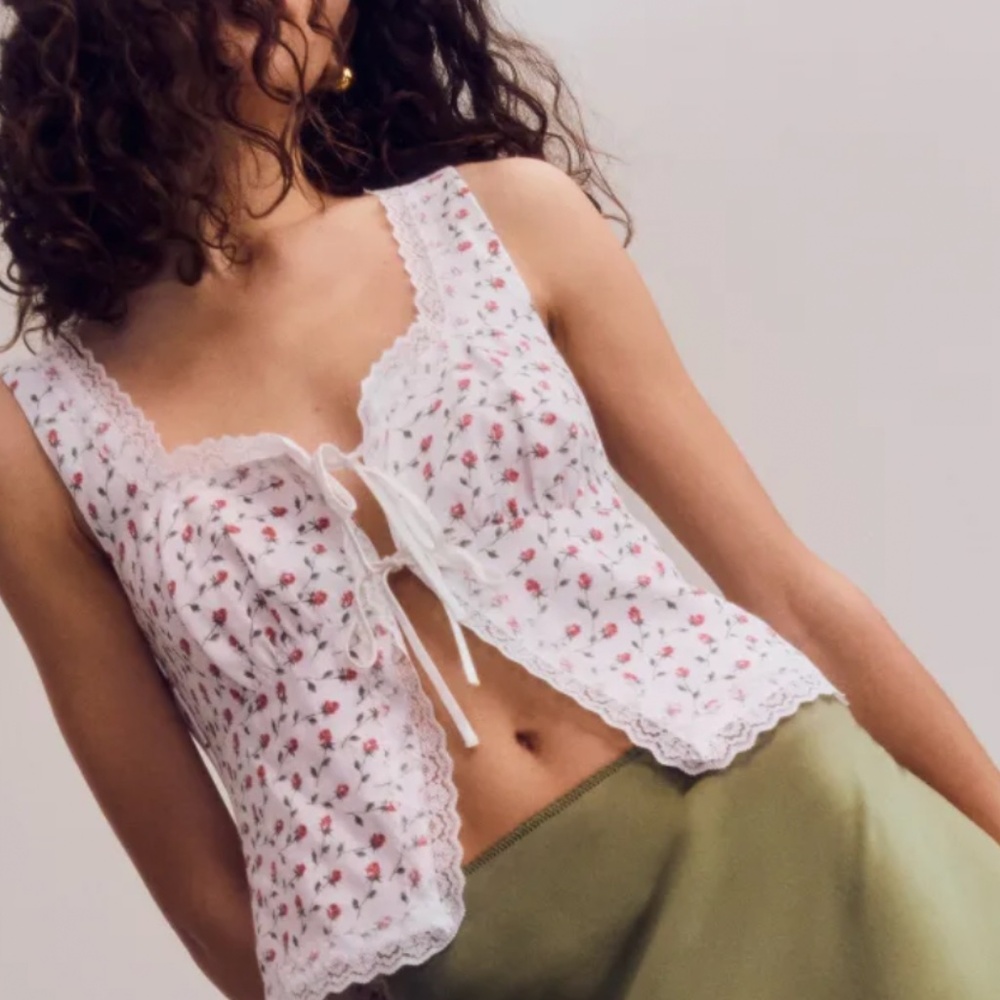 Reformation Rosalie Floral Linen Top Size 4 NWT